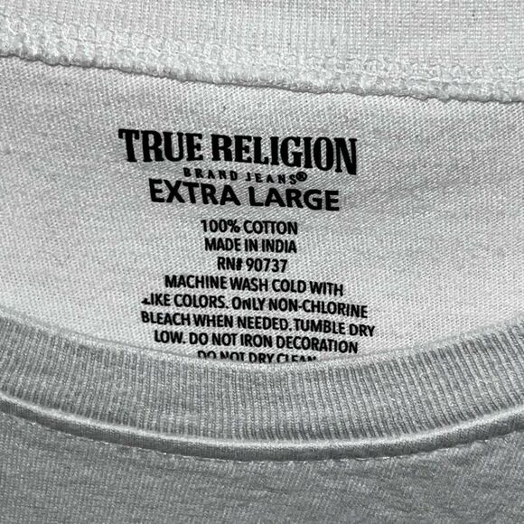 True Religion Red Logo Cotton T-Shirt Mens Extra Large Crew Neck Undershirts - Picture 5 of 7